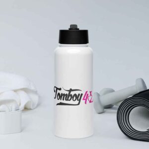 Stainless steel water bottle with a straw lid